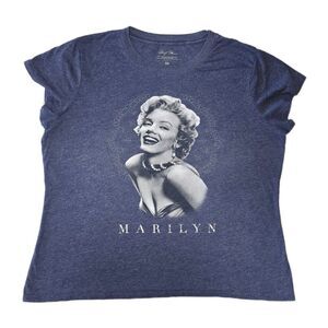 Marilyn Monroe Ladies 3XL Blue Tee Shirt Beautiful Graphics & Sparkly Letters‎